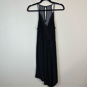 BCBGeneration | Black and White Patterned V-Neck Asymmetrical Hem Dress Small